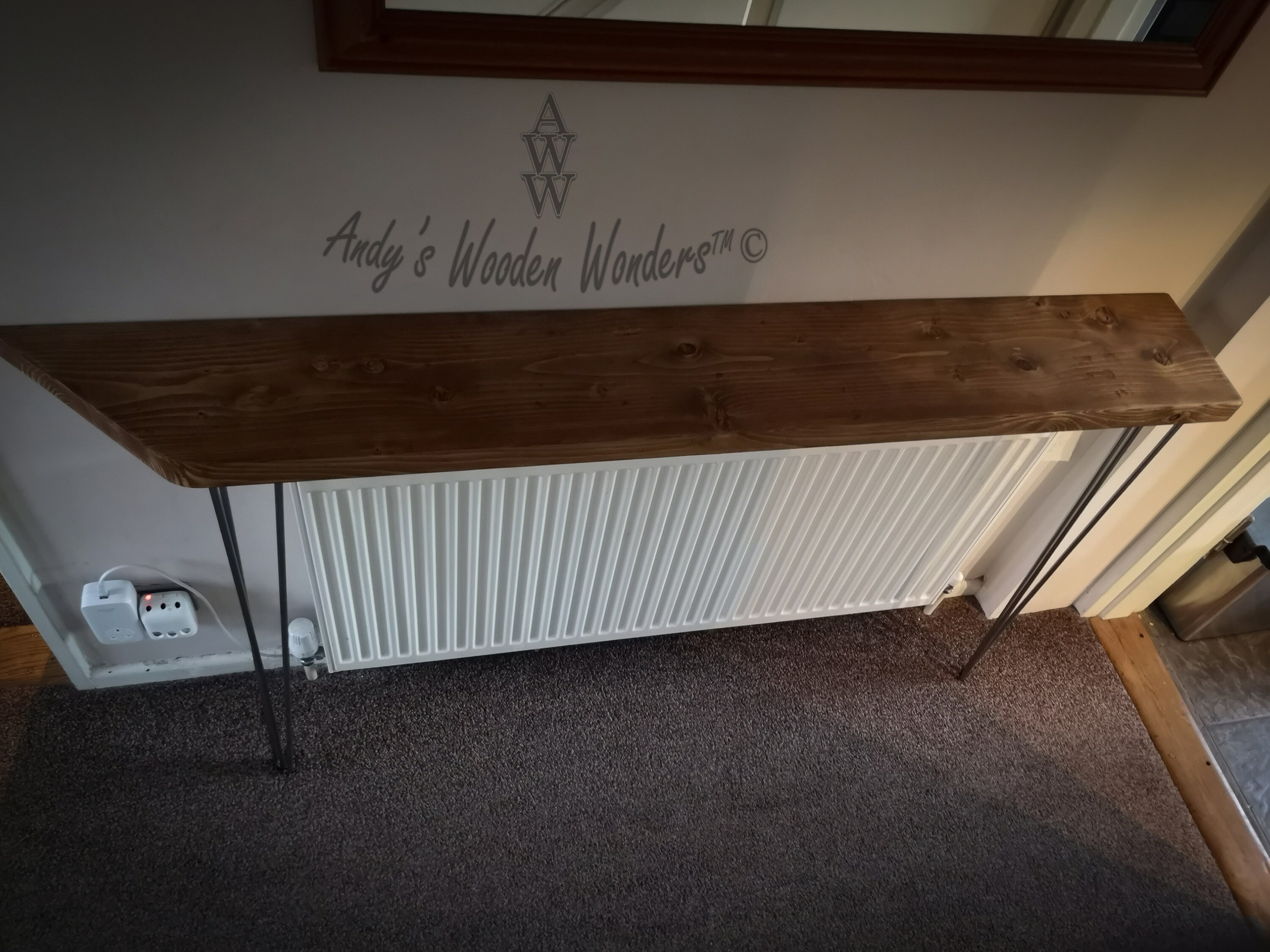 Tall Rustic Radiator Console Rustic Radiator Shelf, Console Table With Hairpin Legs. Bespoke ...