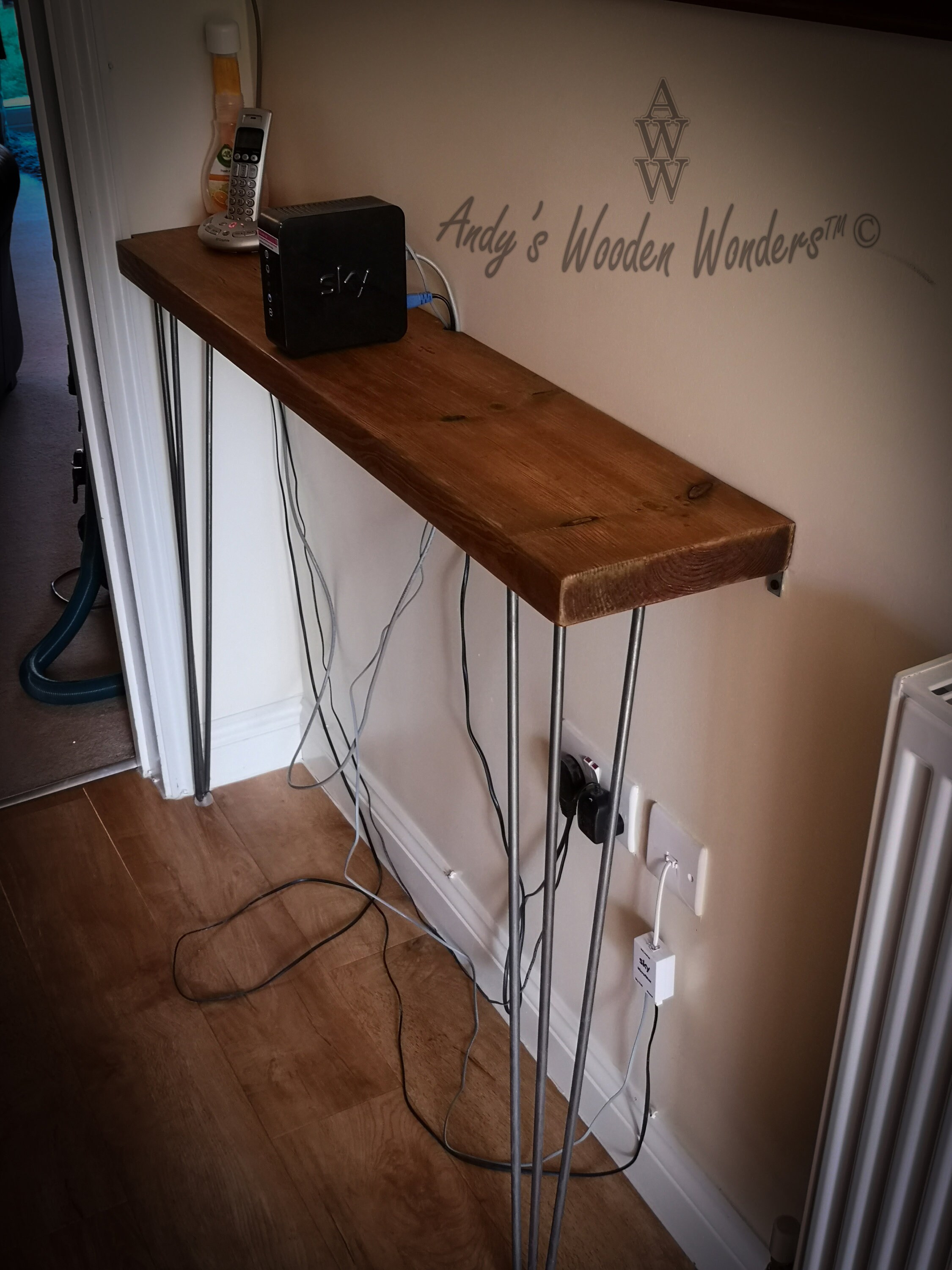 Rustic Console Radiator Table Rustic Radiator Shelf, Console Table With Hairpin Legs. Bespoke ...