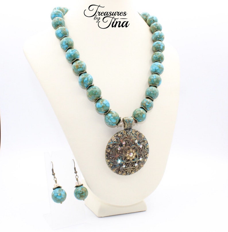 Pendant Necklace; Beaded Necklace; Beaded Pendant Necklace; Statement Pendant Necklace; Statement Necklace; Handcrafted