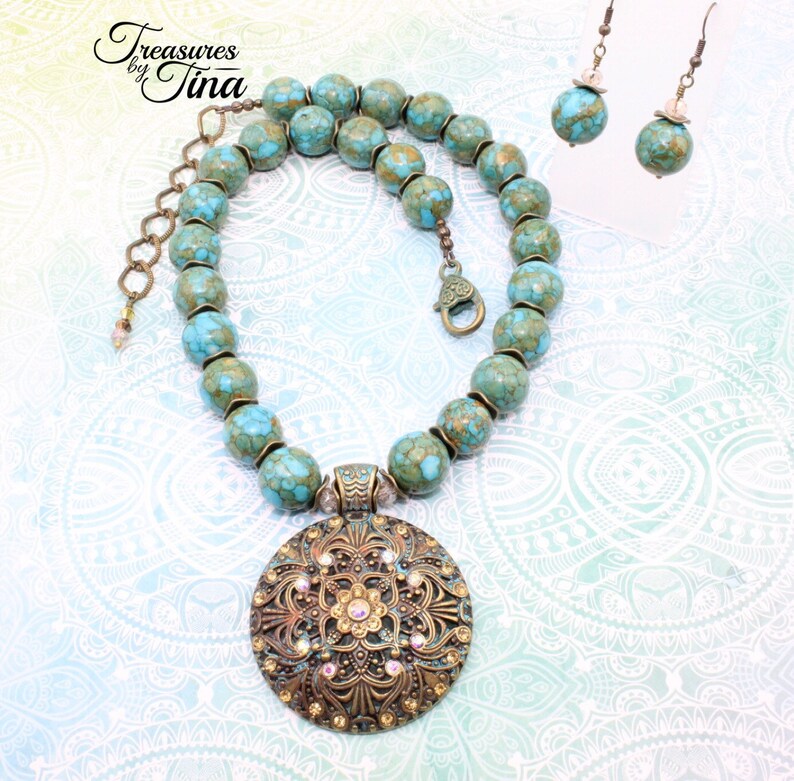 Pendant Necklace; Beaded Necklace; Beaded Pendant Necklace; Statement Pendant Necklace; Statement Necklace; Handcrafted