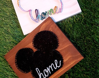 Mouse Ears Home StringArt - Disney Inspired - Home - DIY Kit - No Tools Needed - Pre-Nailed - Can come Pre-Strung - Disney Inspired Craft