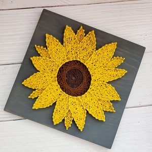 Sunflower String Art Sunflower DIY Kit Sunflower Face NO tools needed Can come pre-strung Great Gift Room Decor Craft image 2