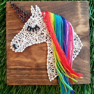 Unicorn String Art - Vivid Rainbow Mane - RAINBOW- Unicorn - Art - Rustic - Decor