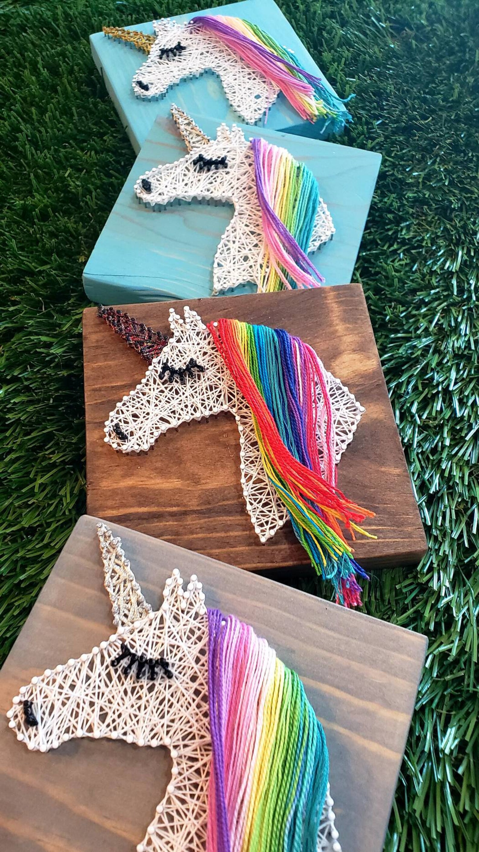 Unicorn String Art Pastel Rainbow Mane Rainbow Unicorn Etsy