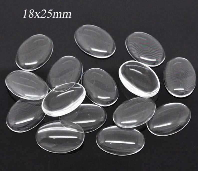 18mm x 13mm or 25 mm x 18mm Cabochon glass oval clear flat back dome quality cabochons Glas 18 mm x 13 mm and 25 mm x 18 mm Choices