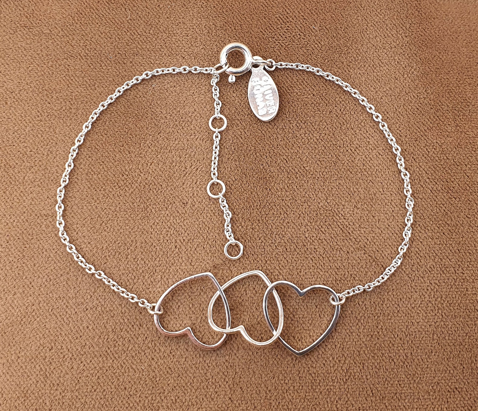 Vintage 925 Sterling Silver Triple Heart Chain Link Bracelet Etsy