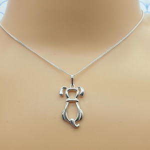 Vintage 925 Sterling Silver Dog Silhouette Pendant Necklace
