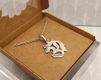 Vintage 925 Sterling Silver Oriental Style Symbol Pendant Necklace with Gift Box