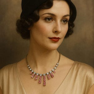 Parure De Bijoux Fantaisie Style Oscar De La Renta - Perles Acrylique Et Strass - Neuf Sans Emballage