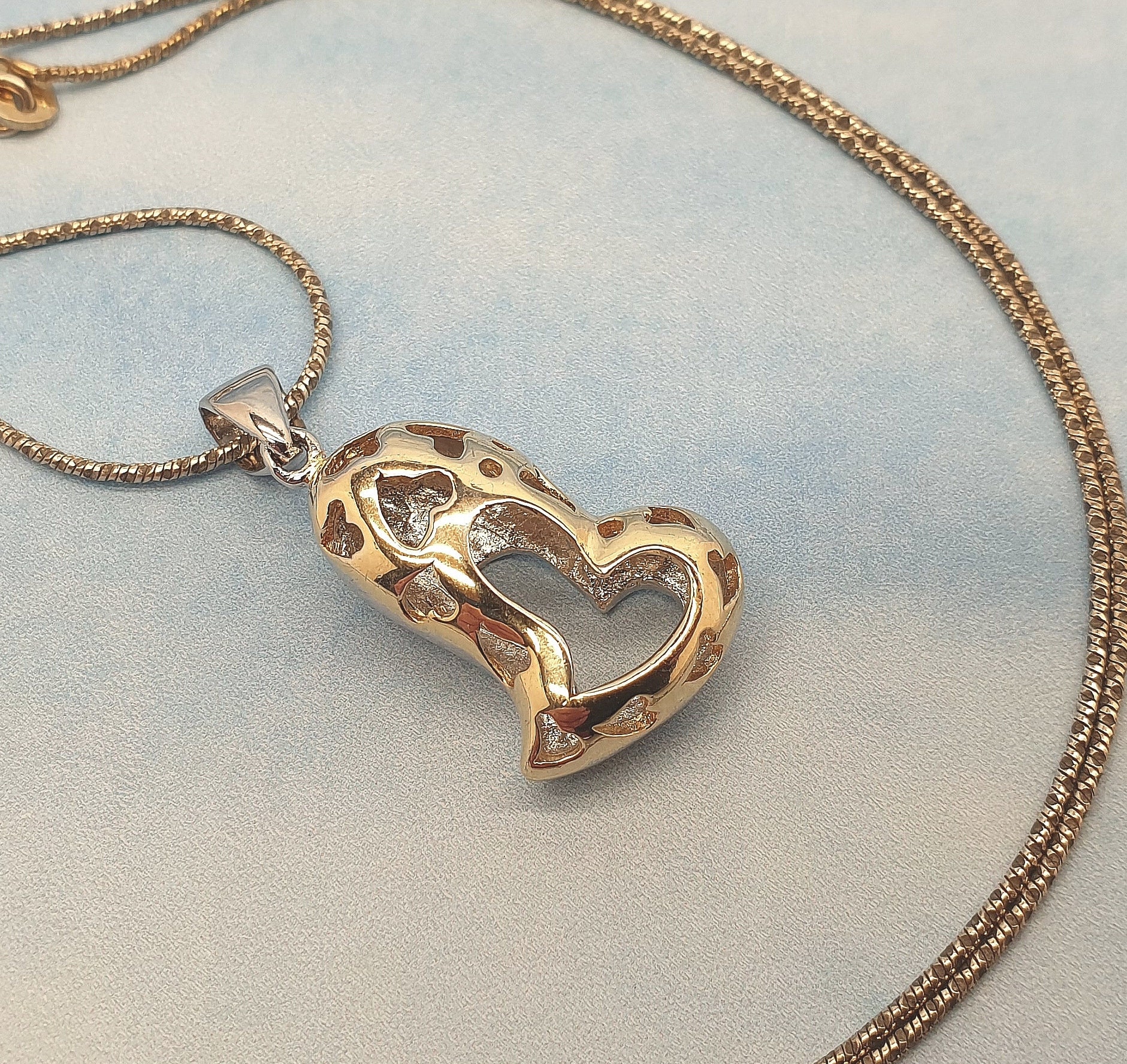 Vintage Gold Plated 925 Sterling Silver 3D Pierced Design