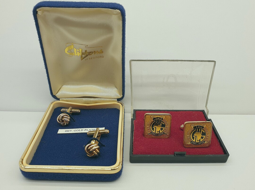 Two Pairs of Mens Vintage Gold Plated Cufflinks Sets With Boxes - Etsy