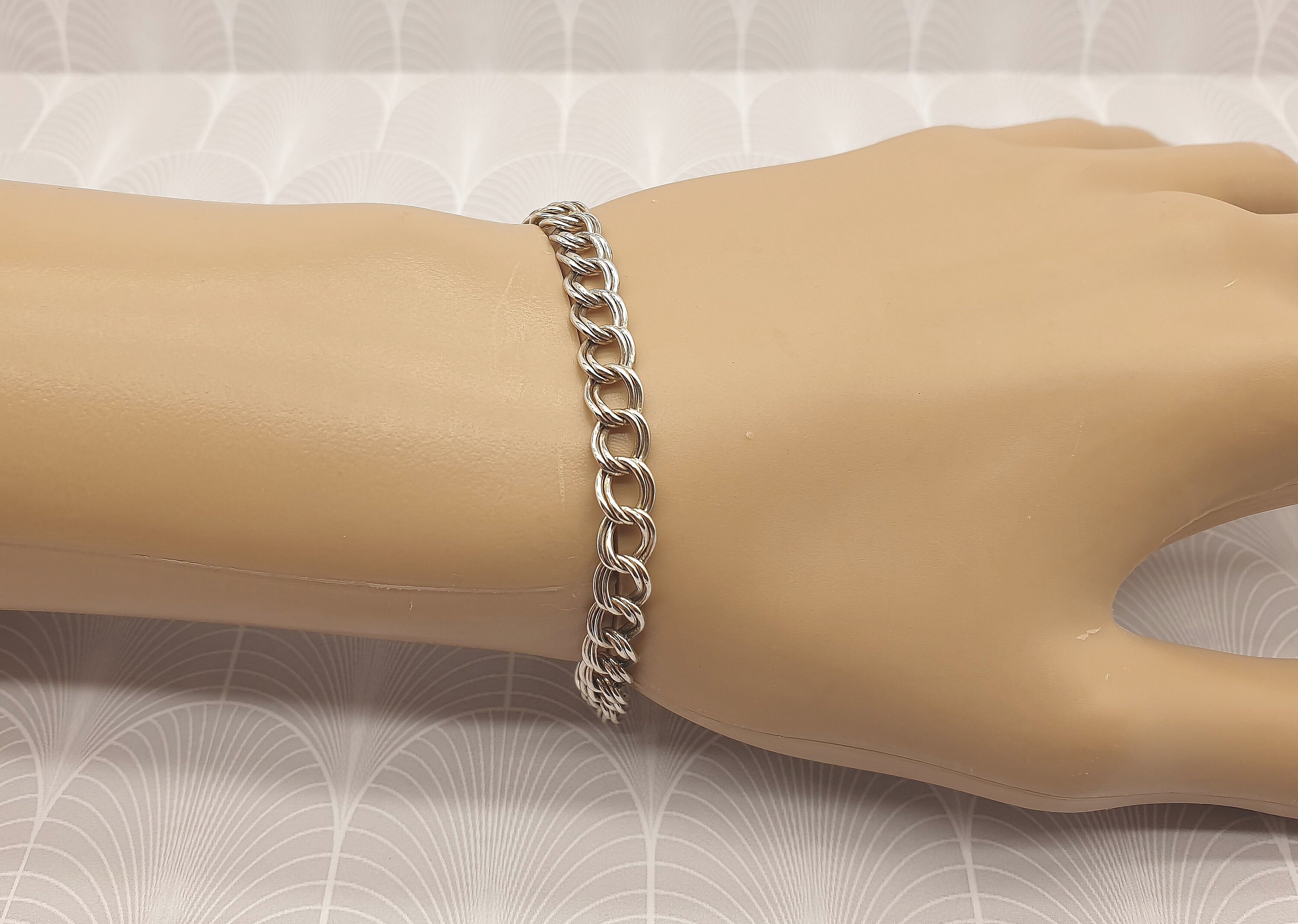 Vintage 925 Sterling Silver Strong Double Link Chain Bracelet - Etsy