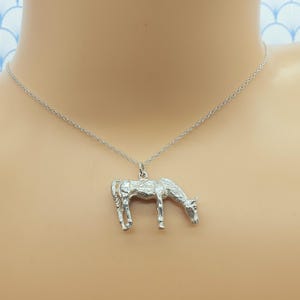Vintage 925 Sterling Silver Large Horse Charm Pendant Necklace