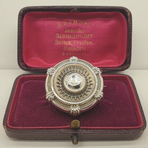 Antique Victorian Sterling Silver Round Brooch