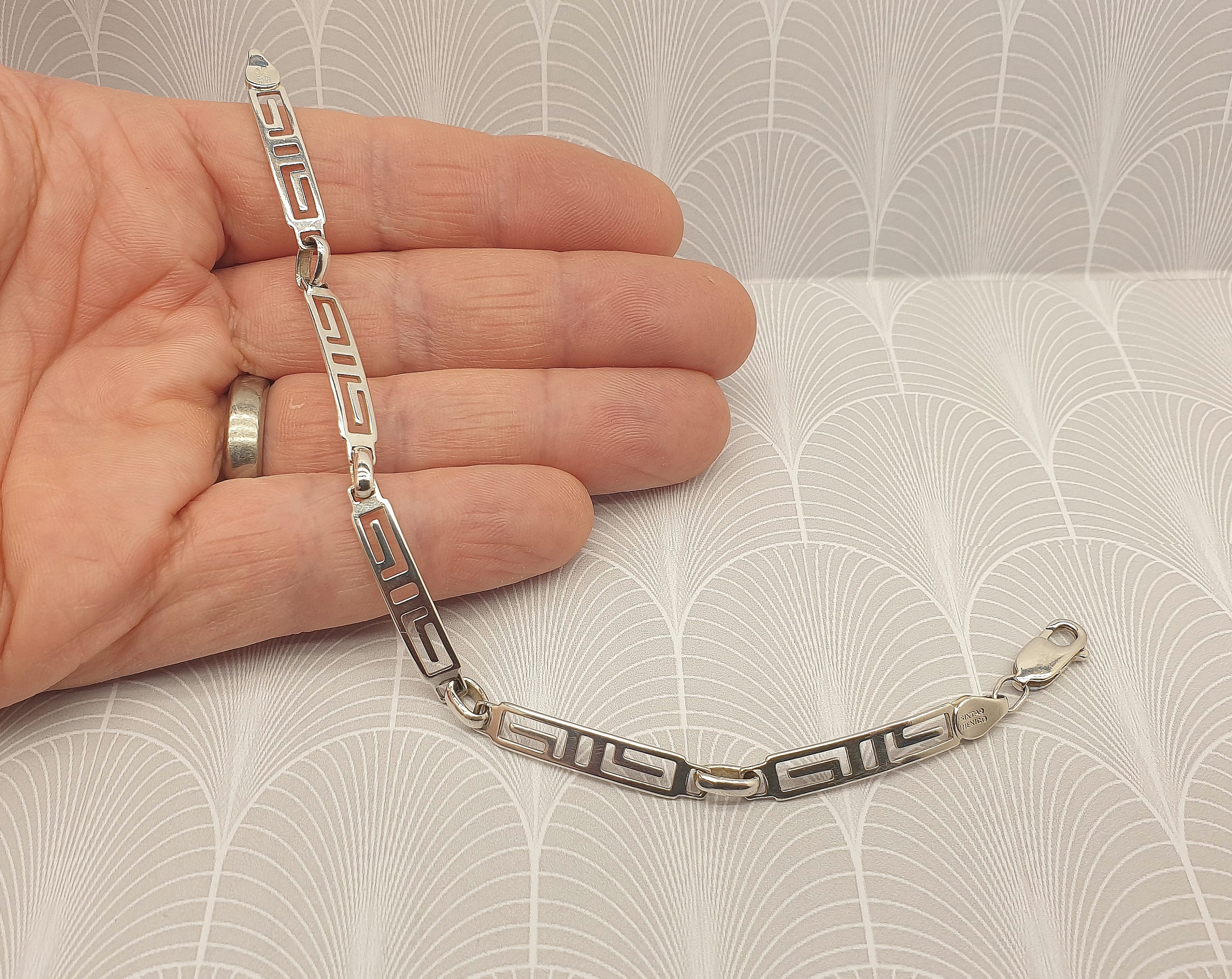 Vintage Mexican SIXSTAR 925 Sterling Silver Greek Key Panel Vintage Mexican SIXSTAR 925 Sterling Silver Greek Key Panel