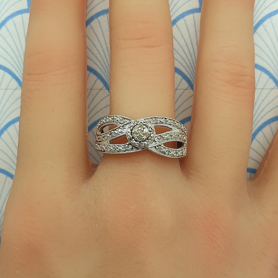 Natural Genuine Diamond 925 Sterling Silver Cluster Ring With Box