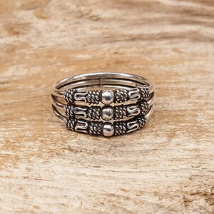 Vintage 925 Solid Sterling Silver Bali Style Triple Band Ring