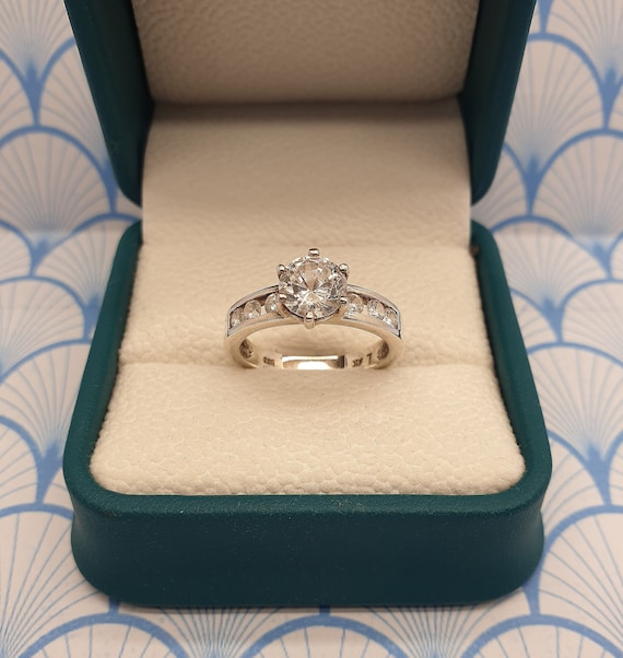 Sterling silver cubic zirconia solitaire ring hot sale