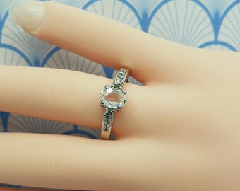 Natural White Danburite, Light Green Chrysoberyl and White Topaz 925 Sterling Silver Ring with Box