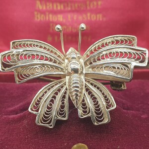 Vintage 925 Sterling Silber filigrane Schmetterling Brosche Bild 2