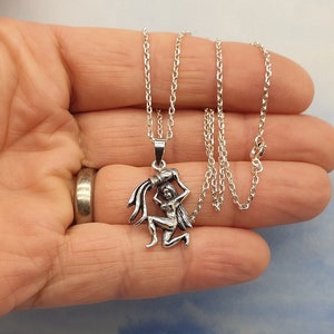 Vintage 925 Sterling Silver Aquarius Zodiac Sign Pendant Necklace