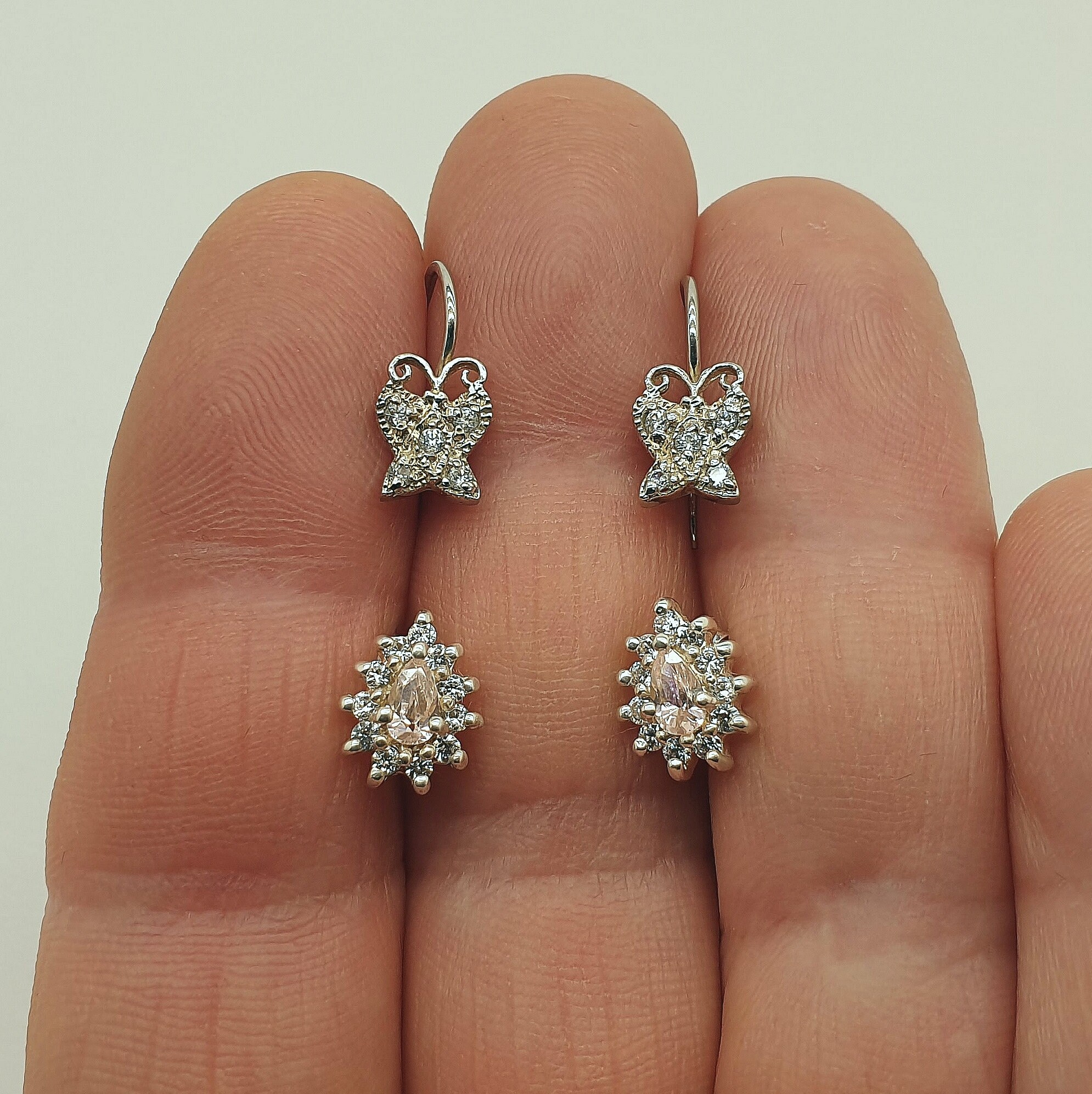 Two Vintage Pairs of 925 Sterling Silver and Cubic Zirconia