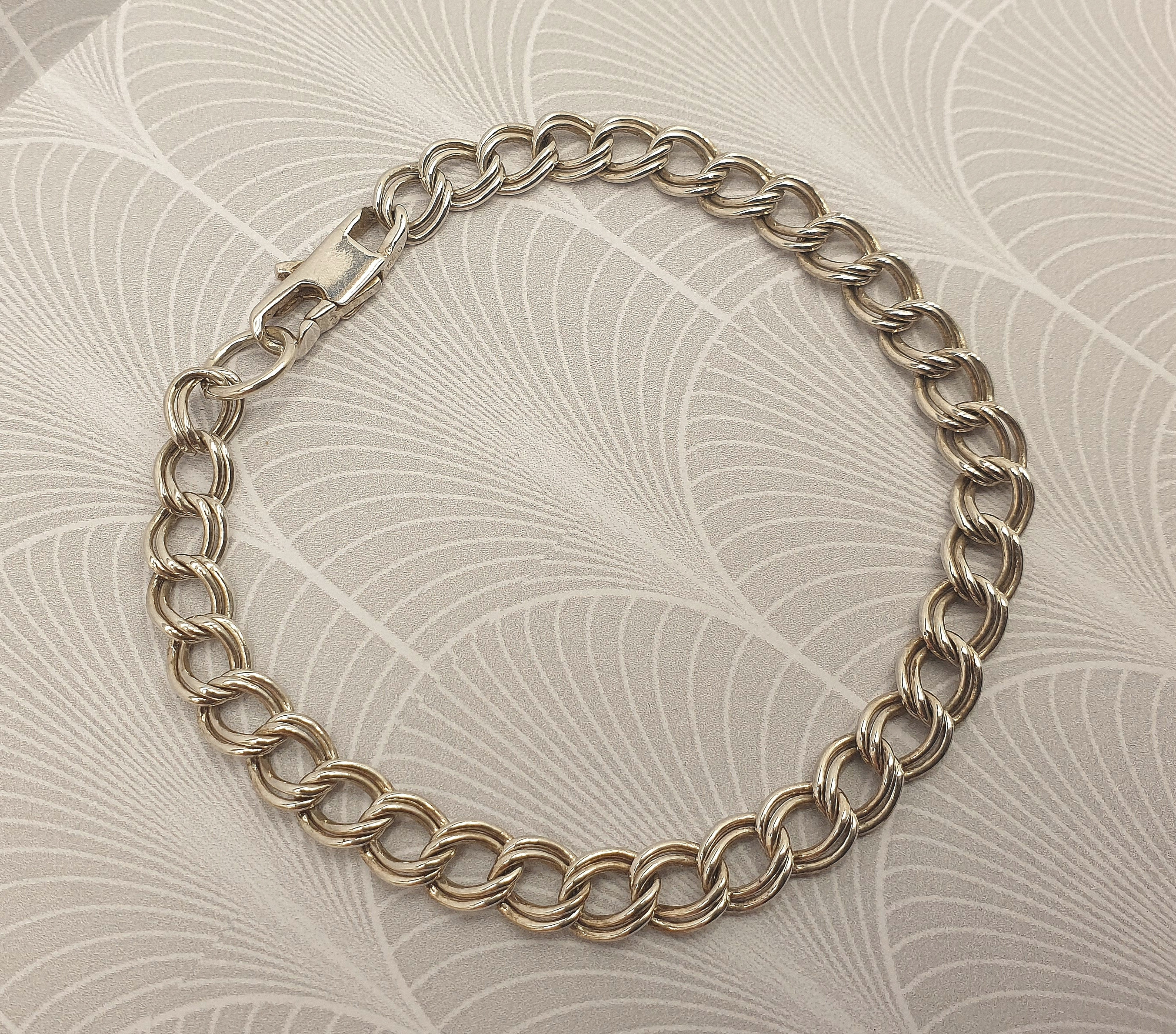Vintage 925 Sterling Silver Strong Double Link Chain Bracelet - Etsy