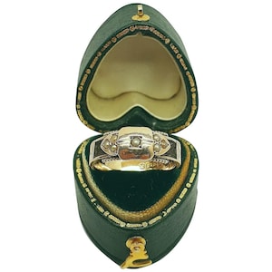 Antique Victorian 375 9ct Yellow Gold and Seed Pearl Hair Mourning Band Ring with Box - Hallmarked Chester 1900