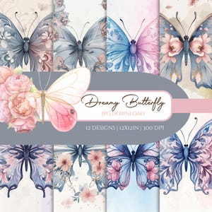 Papier numérique Papillon enchanteur - 12" x 12" | 300 ppp