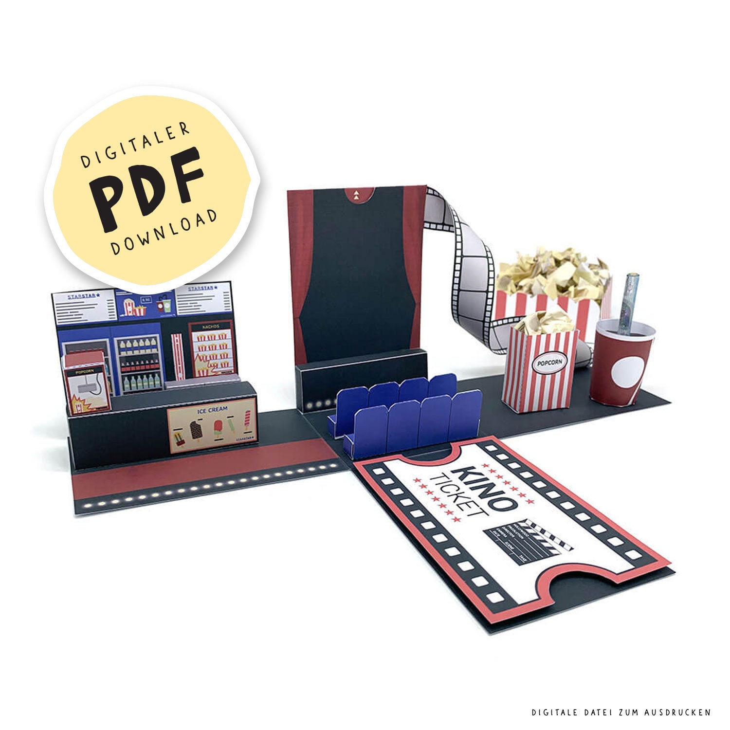 PDF-Datei: DIY Kinogutschein zum Ausdrucken - Etsy.de