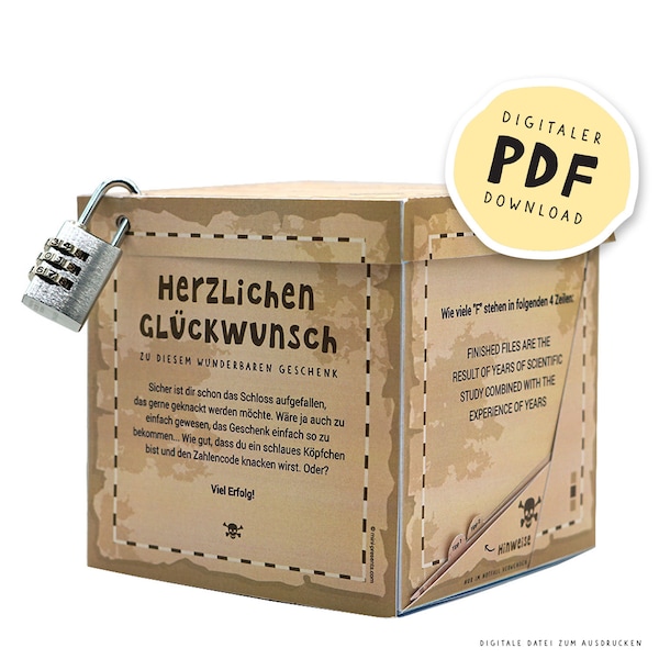 PDF-Datei: DIY Rätsel Geschenkbox zum Ausdrucken