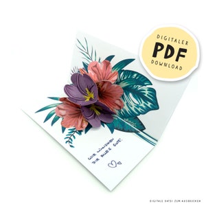 PDF-Datei: DIY Blumen Pop Up Karte zum Ausdrucken