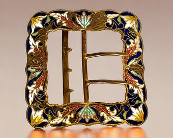 Antique buckle with floral decoration in enamel