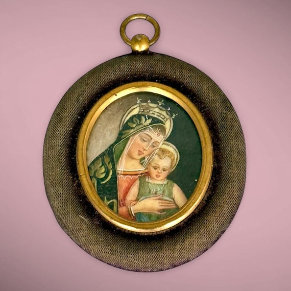 聖母マリアと幼子イエスのミニチュア肖像画 - Etsy 日本