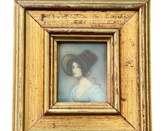 Antique Miniature Portrait Painting of a young Lady