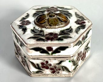 Vintage Silver Cloisonné Enamel Trinket Box
