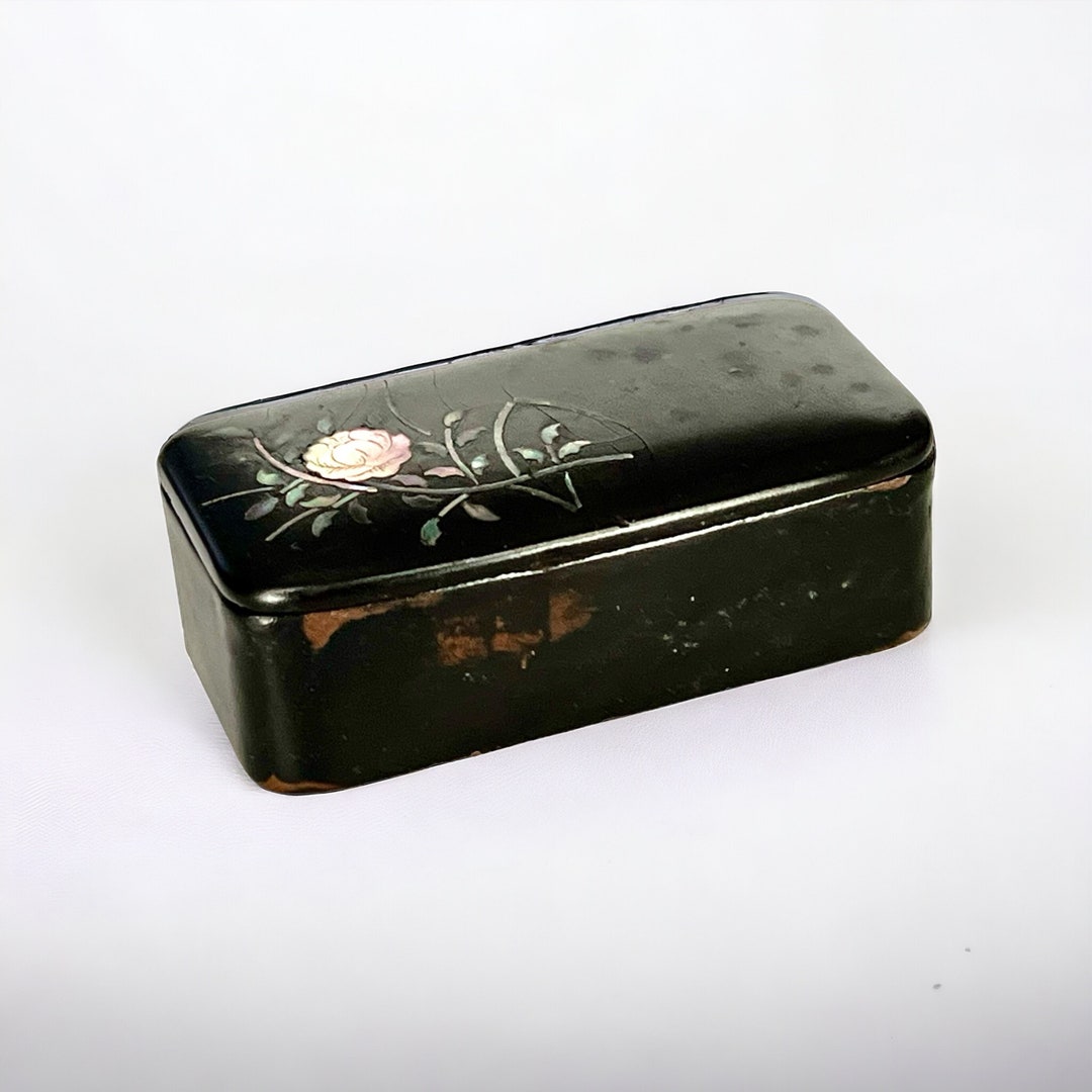 Antique Papier Mache Snuff Box With Mother of Pearl Inlay - Etsy