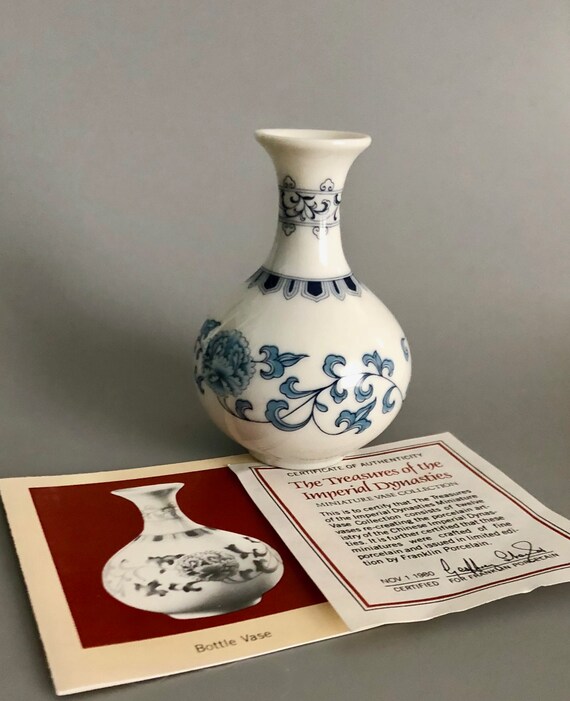 Miniature Porcelain Bottle Vase Franklin Mint Etsy