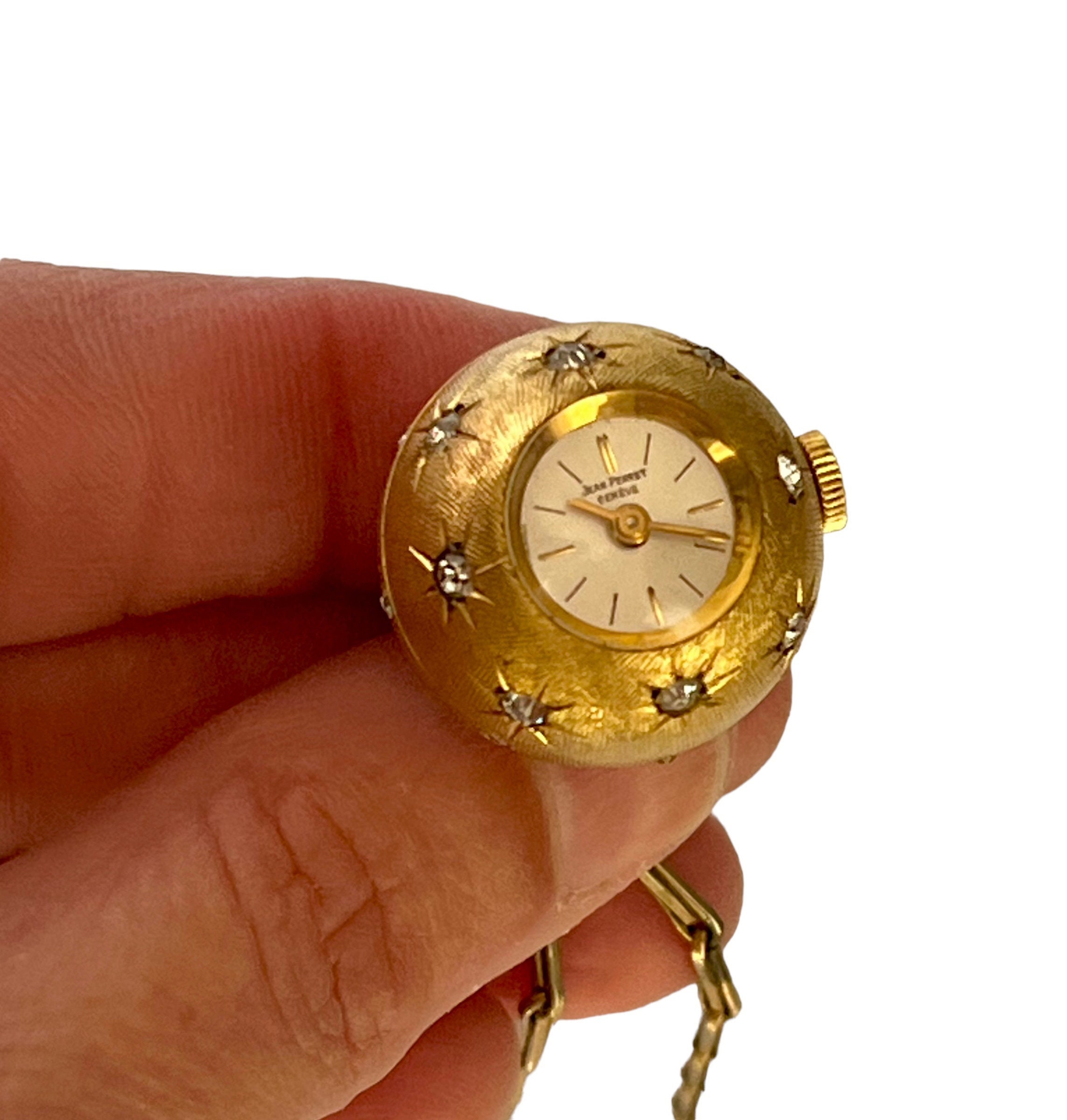 Vintage Jean Perret Geneve Ladies Ball Swiss Watch With Necklace