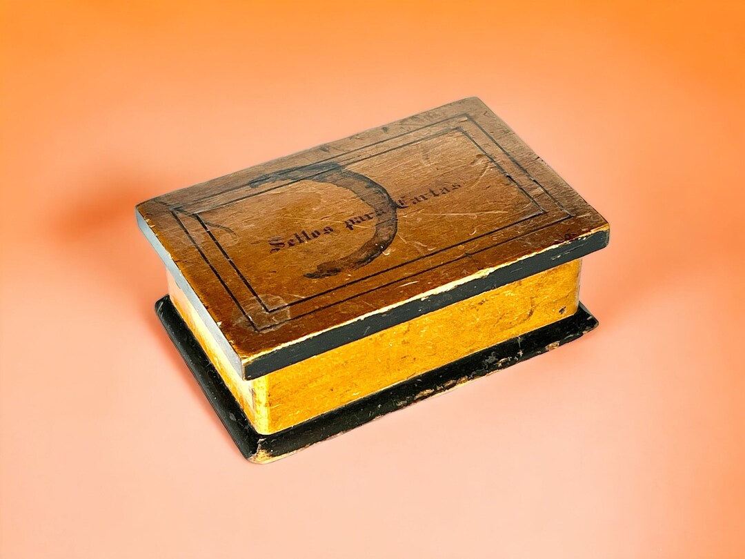 Vintage Spanish Wooden Box for Stamps - Etsy