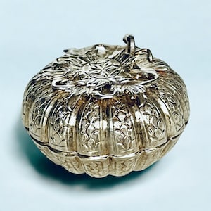 Silver pumpkin box for betel nut made in Cambodia