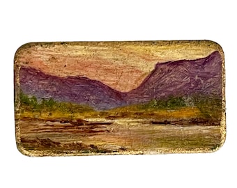 Vintage oil painting brooch
