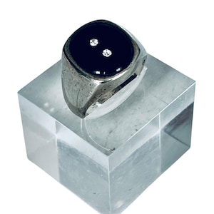 Sterling silver ring with black and clear stones