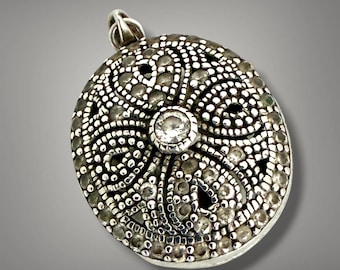 Sterling Silver Marcasite Locket Pendant.
