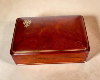 Vintage Florentine Leather Jewellery Box, Zolfanelli Firenze Case