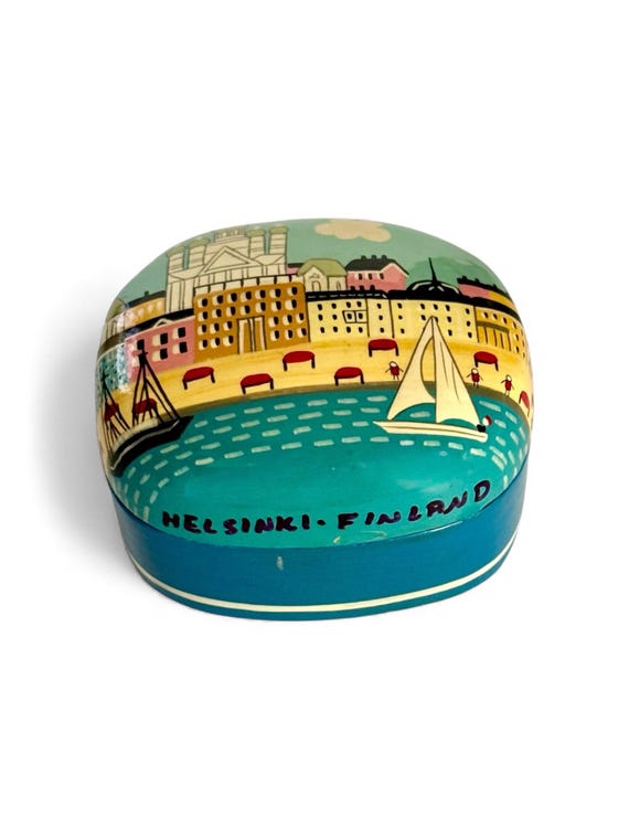 Vintage Trinket Box Souvenir From Helsinki, Hand Painted - Etsy