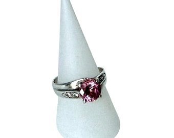 Sterling silver ring with pink stone