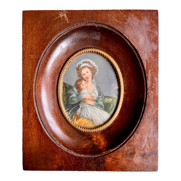 Peinture miniature de Madame Vigée-Lebrun et de sa fille