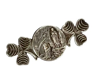 Broche Vintage Vierge à L'Enfant - Strasbourg & Lourdes - Métal Argenté - Années 60/70