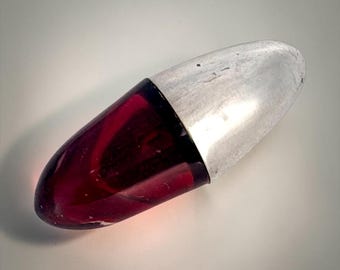 Victorian Cranberry Glass Perfume Bottle Silver Cap Mini Scent Flask